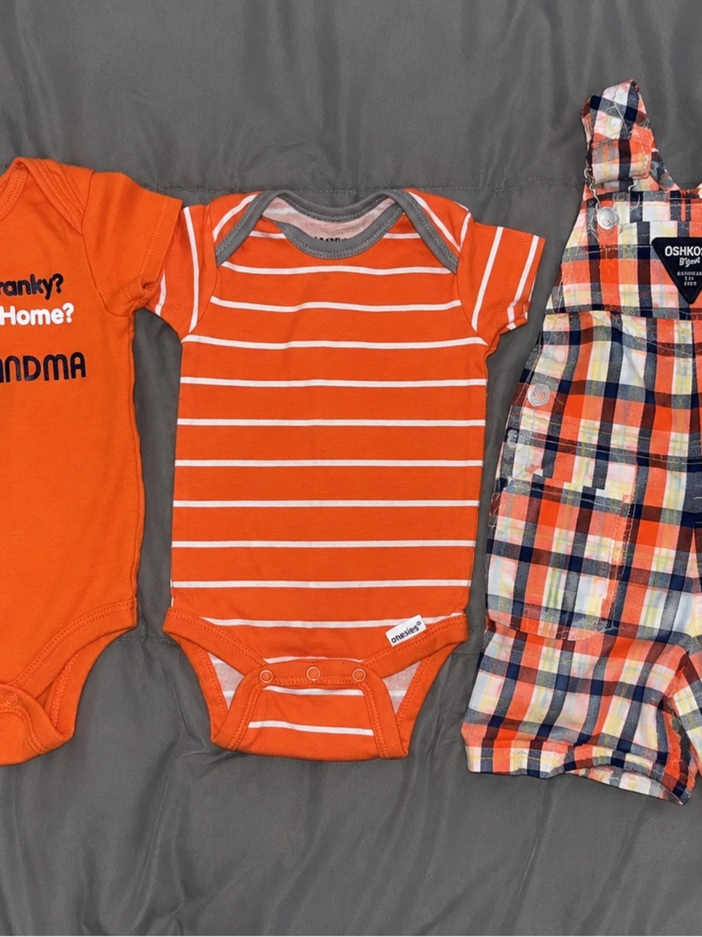 OshKosh B'gosh Orange Striped Overalls & Graphic Grandma One-Pieces